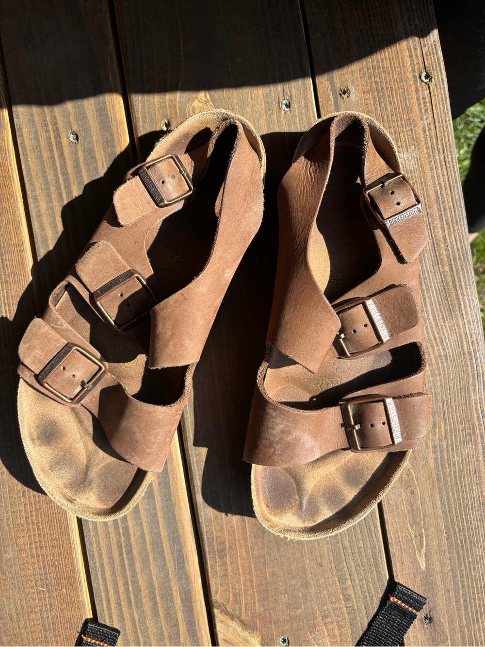 Birkenstock Brown Suede Triple Buckle Sandals
